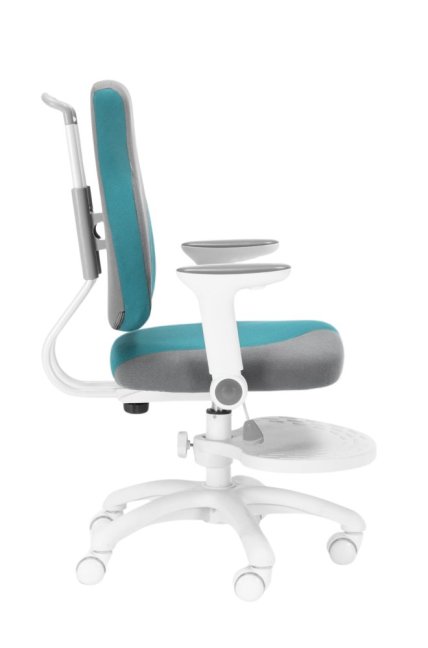 Dětská rostoucí židle Neoseat KINDER WHITE PLUS — látka, šedá / tyrkysová