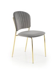 Jídelní židle TALIA — kov, samet, zlatá / šedá