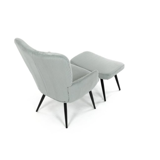 Relaxační křeslo ušák s taburetem ROYAL — kov, manšestr, mentolová