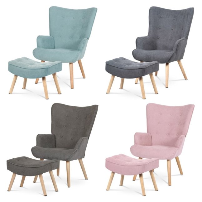 Relaxační křeslo ušák BETTY — masiv, látka, lanýžová