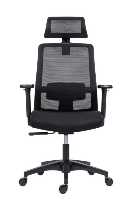 Kancelářská ergonomická židle DELFO — síť / látka, černá