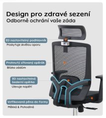 Kancelářská ergonomická židle Neoseat GRANDINI — síť / látka, černá, nosnost 150 kg