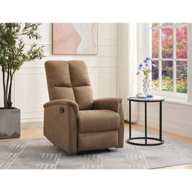 Relaxační polohovací TV křeslo ASTER — látka, hnědá