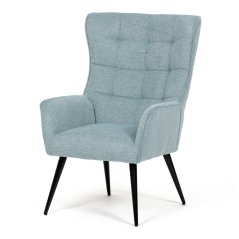 Relaxační křeslo ušák LOYD — látka, černá / mentolová