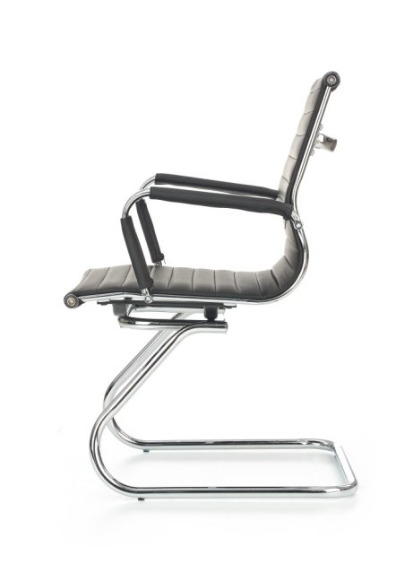 Konferenční židle PRESTIGE SKID — kov, ekokůže, černá