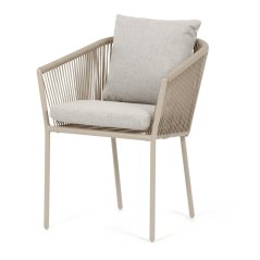 Zahradní křeslo s polštáři LIBERA — kov, textil, krémová