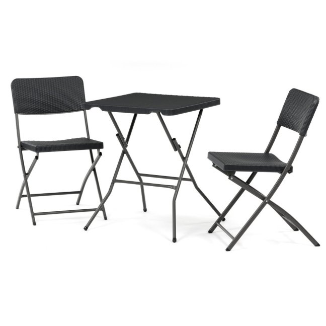 Zahradní skládací set KARAKA 1 + 2 — kov, plast, šedá