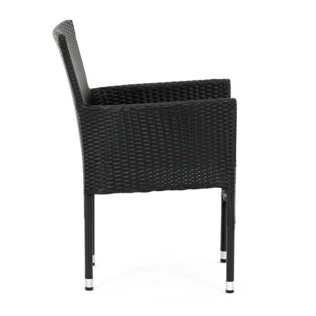 Zahradní křeslo BRIGITA — kov, umělý ratan, černá