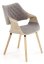 Jídelní křeslo DUNIEN — masiv, samet, světlý dub / šedá