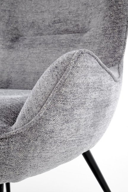 Designové křeslo ušák JUKON — kov, látka, šedá