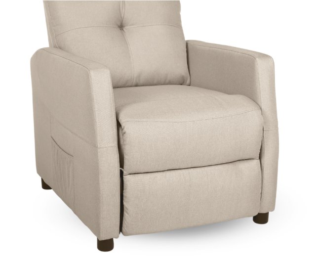 Relaxační polohovací TV křeslo MODO — látka, béžová, nosnost 130 kg