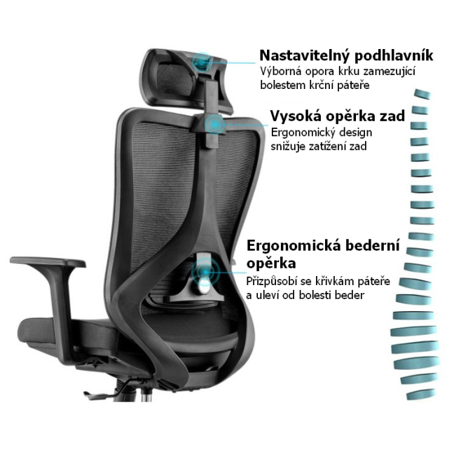 Kancelářská ergonomická židle Neoseat AMADORA — černá, nosnost 150 kg