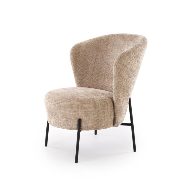 Designové křeslo CEZAR — masiv, látka, béžová