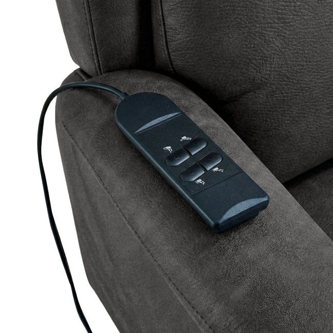 TV křeslo MATEO s elektrickým polohováním — 2 motory, látka, černá, nosnost 150 kg
