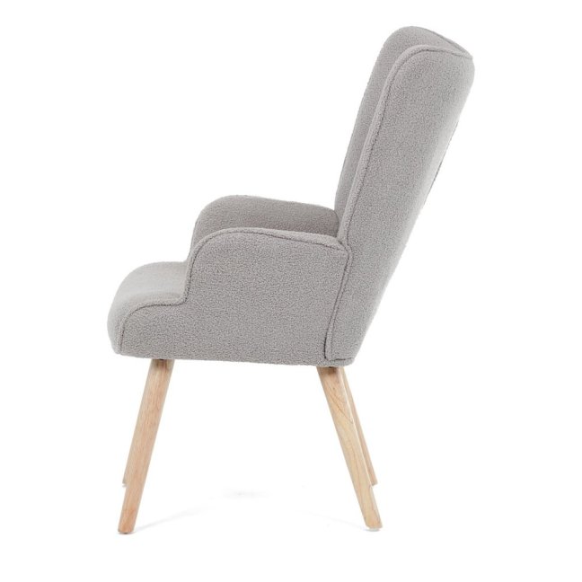 Relaxační křeslo ušák ROMEO — masiv, látka, přírodní / šedá