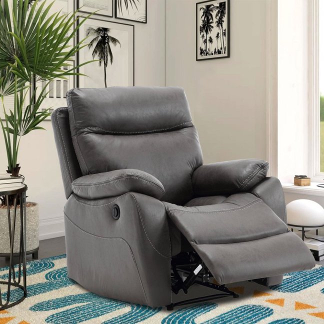 Relaxační křeslo BENNY s elektrickým polohováním — látka, šedá