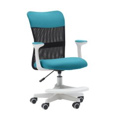 Dětská židle Neoseat MONKEY WHITE s podnoží — látka, bílá / tyrkysová