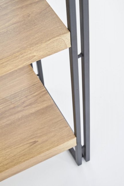 Regál BOLIVAR I — kov, MDF, černá / zlatý dub