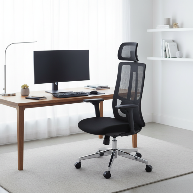 Kancelářská ergonomická židle Neoseat SPINO — látka, černá, nosnost 150 kg