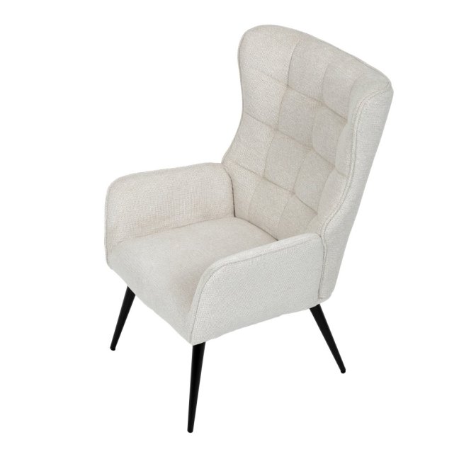 Relaxační křeslo ušák LOYD — látka, černá / béžová