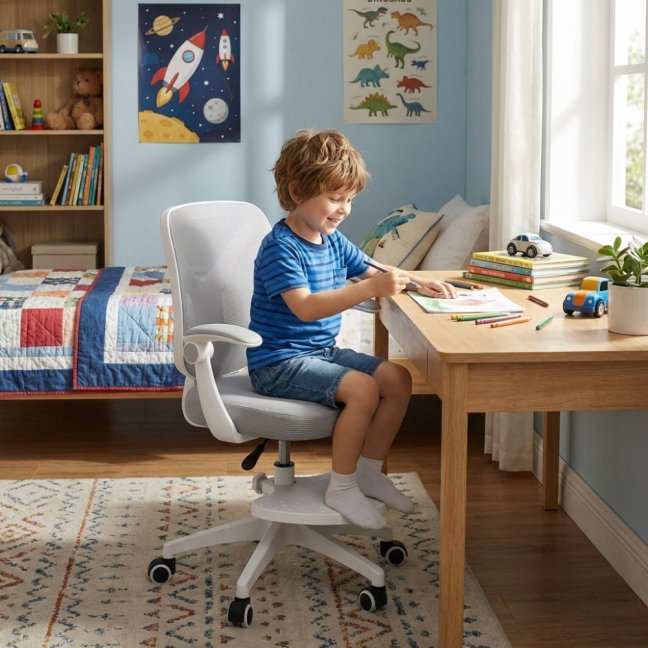 Dětská otočná židle Neoseat JUNI 010 s podnoží — látka, šedá