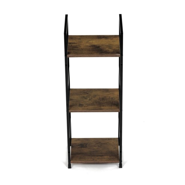Regál TIREK II — kov, MDF, černá / dekor starého dřeva