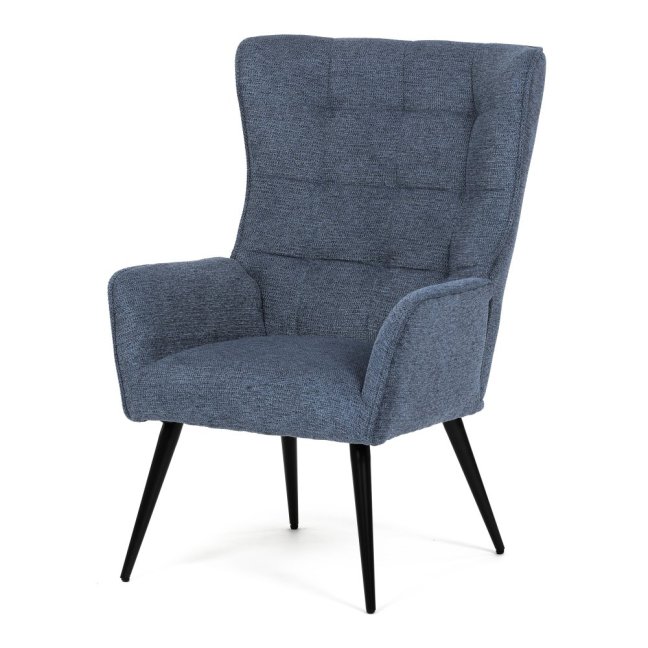 Relaxační křeslo ušák LOYD — látka, černá / modrá