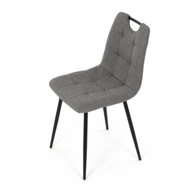 Jídelní židle KLAUDIUS — kov, látka, černá / šedá, nosnost 150 kg
