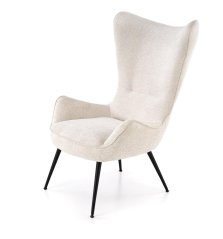 Designové křeslo ušák JUKON — kov, látka, krémová