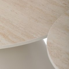 Set 2 konferenčních stolků NOEL II — kov, keramika, travertin / béžová