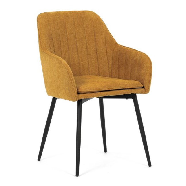 Jídelní křeslo JACOB — kov, látka, žlutá