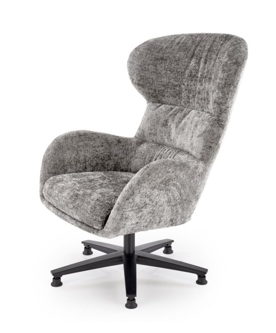 Otočné relaxační křeslo ušák FRANCO — kov, látka, šedá
