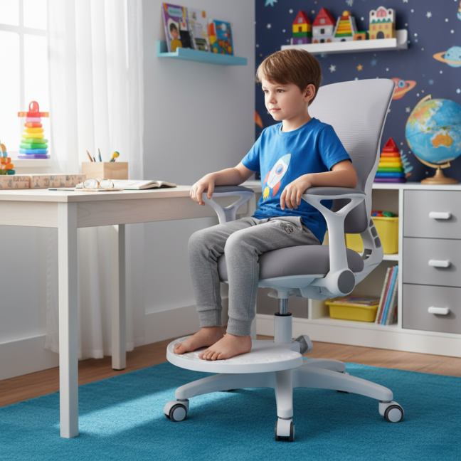 Dětská rostoucí židle Neoseat JUNI 006 — látka, pratelný potah, šedá