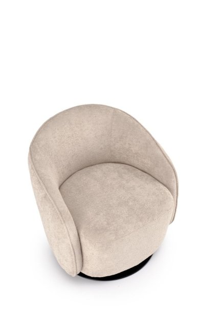 Designové otočné křeslo BASILIO — kov, látka, cappuccino