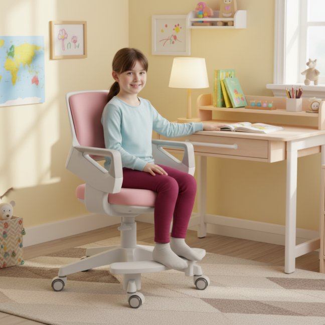 Dětská rostoucí židle Neoseat KIDDY FIVE — látka, pratelný potah, růžová