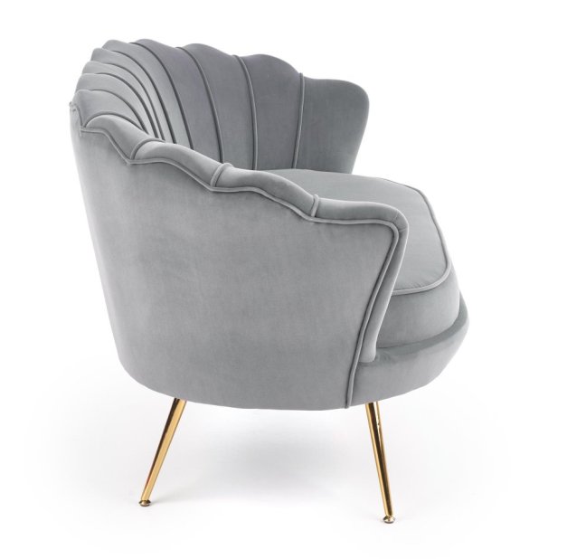 Designová pohovka AMORINITO XL — kov, látka, zlatá / šedá