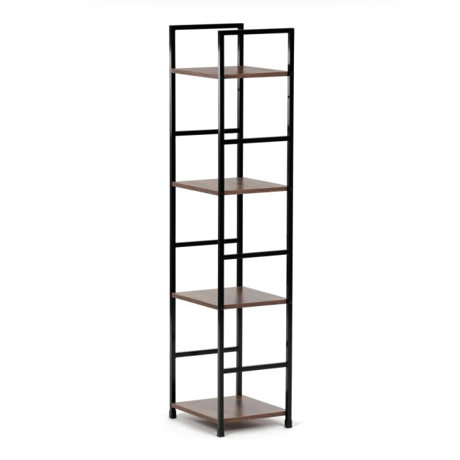Regál TIREK III — kov, MDF, černá / dekor starého dřeva