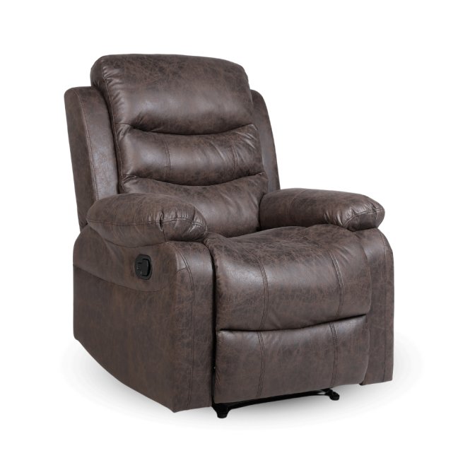 Relaxační polohovací TV křeslo HAVEN — látka, hnědá, nosnost 130 kg