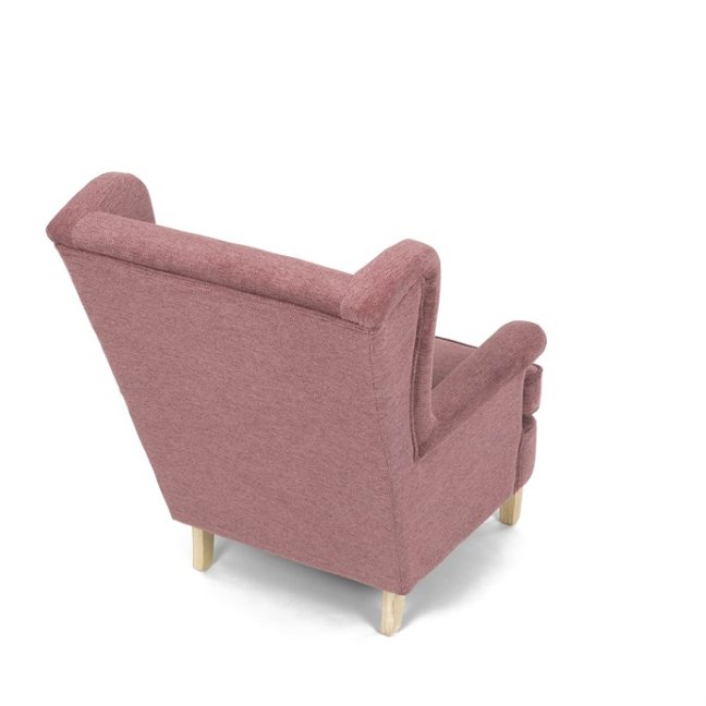 Relaxační křeslo ušák MAVEN — masiv, látka, přírodní / růžová