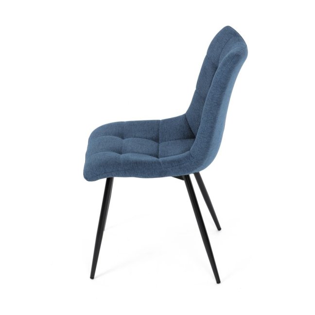 Jídelní židle DAEMON — kov, látka, černá / modrá