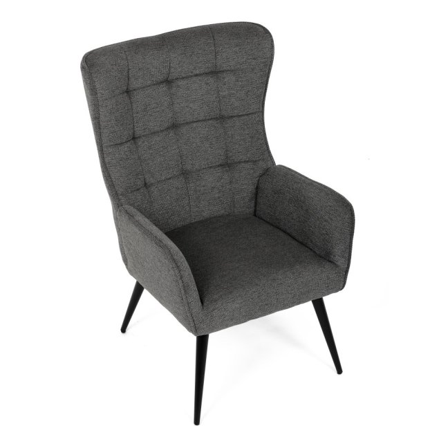 Relaxační křeslo ušák LOYD — látka, černá / šedá