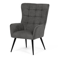 Relaxační křeslo ušák LOYD — látka, černá / šedá