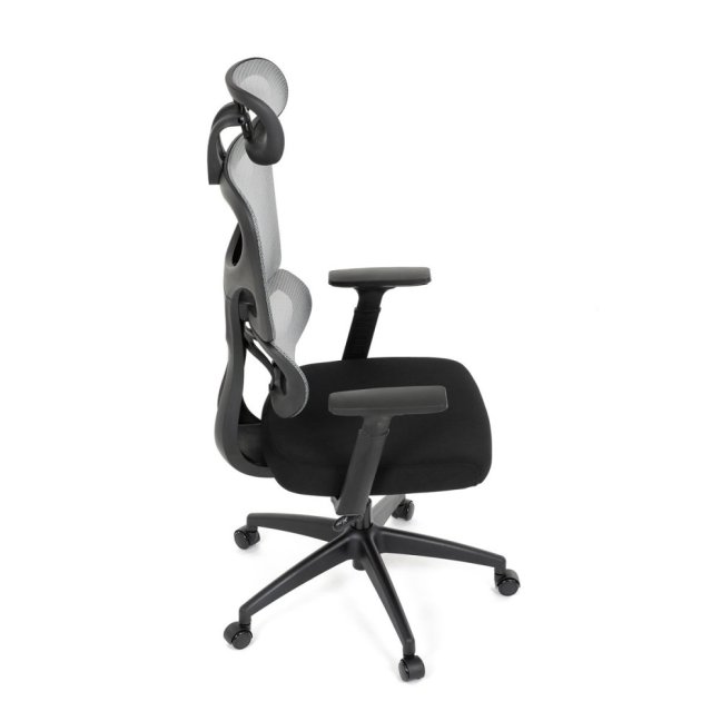 Kancelářská ergonomická židle GRANT — síť, látka, černá / šedá