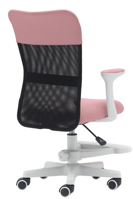 Dětská židle Neoseat MONKEY WHITE s podnoží — látka, bílá / světle růžová