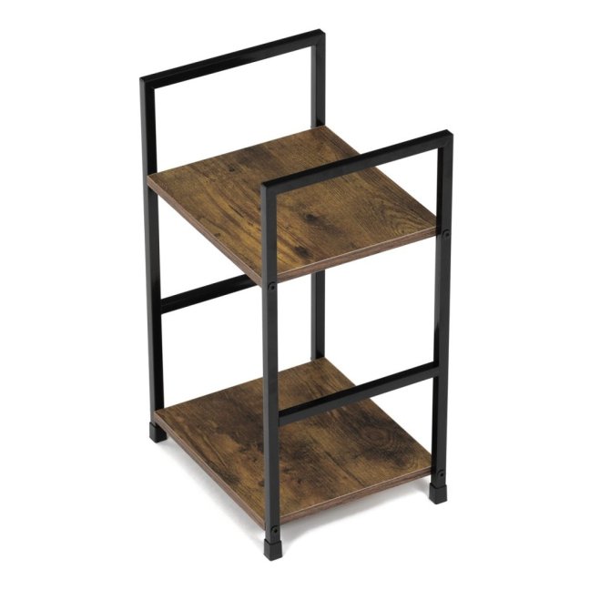 Regál TIREK — kov, MDF, černá / dekor starého dřeva
