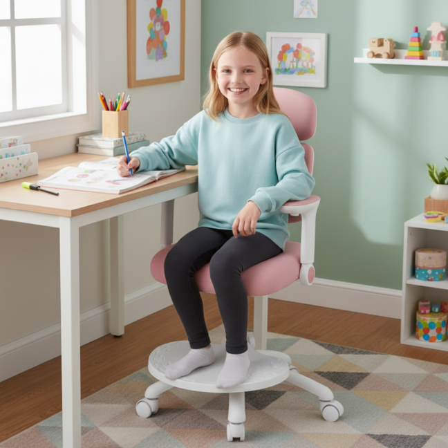 Dětská rostoucí židle Neoseat KIDDY THREE — látka, pratelný potah, růžová