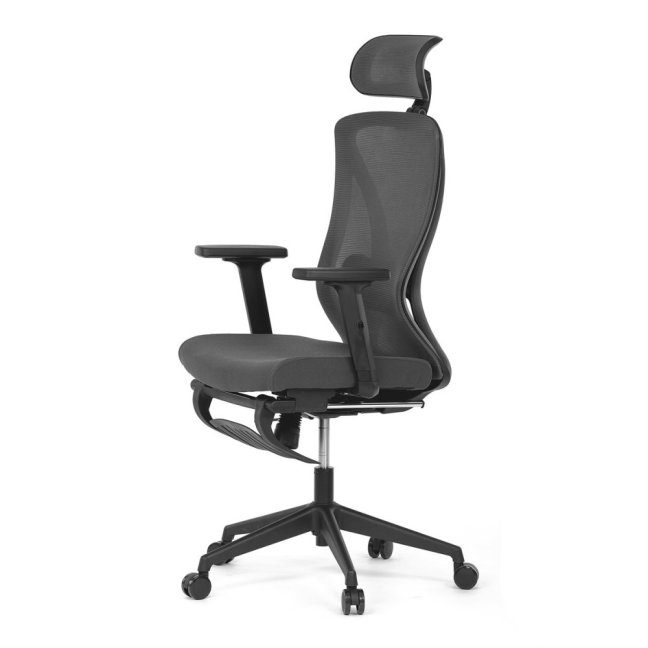 Kancelářská ergonomická židle ZANE s podnožkou — síť / látka, šedá