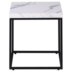 Konferenční stolek JURAJ — 40x40x45 cm, kov, MDF, dekor bílý mramor