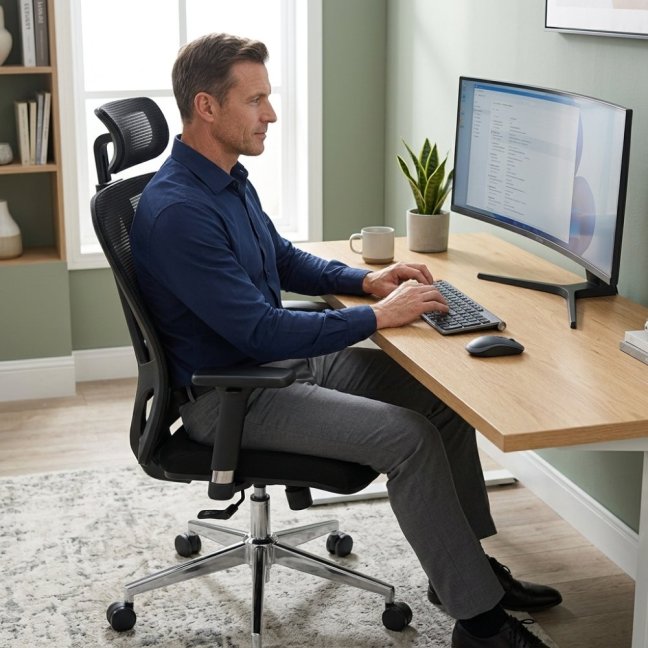 Kancelářská ergonomická židle Neoseat BOROSI — síť / látka, černá, nosnost 150 kg