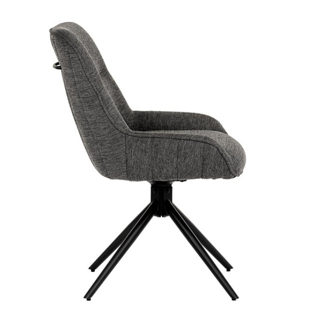 Jídelní otočná židle HESTON — kov, látka, šedá